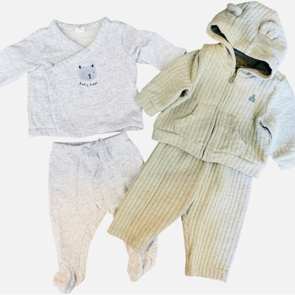 Baby Clothing Set in Sage and Blue Cream